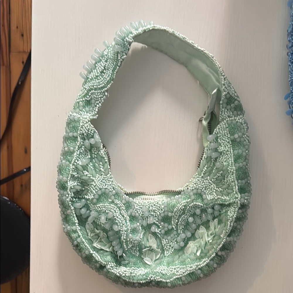Elegant Mint Green Beaded Women's Bag
